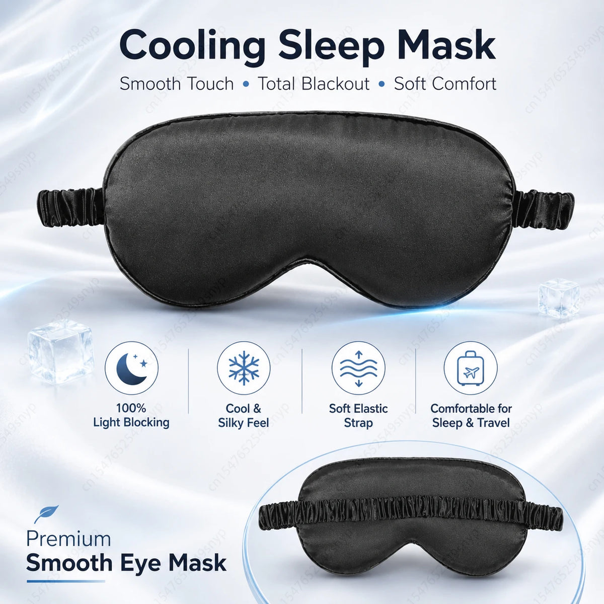 1/2/3Pack Silk Sleep Mask - Elastic Blackout Eye Mask & Blindfold for Full Night'S Sleep, Light Blocking, Adjustable Strap