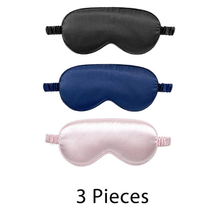 1/2/3Pack Silk Sleep Mask - Elastic Blackout Eye Mask & Blindfold for Full Night'S Sleep, Light Blocking, Adjustable Strap