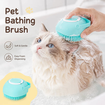 Pet Dog & Cat Grooming Bath Brush Silicone Gel Shower Massage Refillable Scrubbing Tool Complete Cleaning Supplies