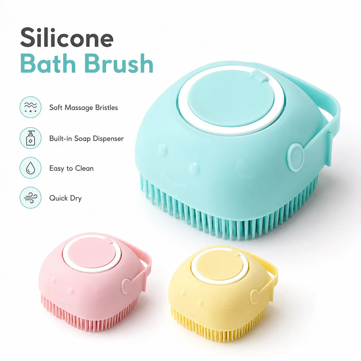 Pet Dog & Cat Grooming Bath Brush Silicone Gel Shower Massage Refillable Scrubbing Tool Complete Cleaning Supplies