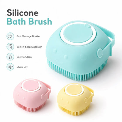 Pet Dog & Cat Grooming Bath Brush Silicone Gel Shower Massage Refillable Scrubbing Tool Complete Cleaning Supplies