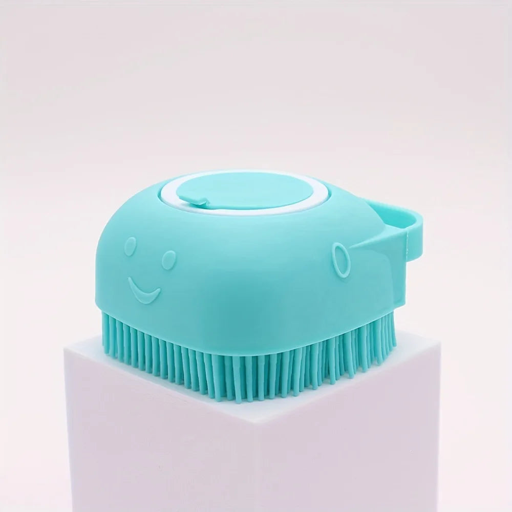Pet Dog & Cat Grooming Bath Brush Silicone Gel Shower Massage Refillable Scrubbing Tool Complete Cleaning Supplies