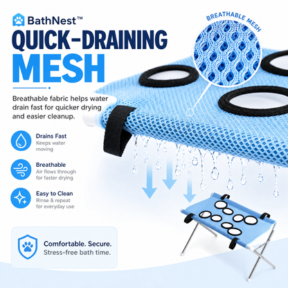 Pet Bathing Hammock Stand Foldable Dog Cat Grooming Drying Table Breathable Mesh Bath Helper for Small Pets