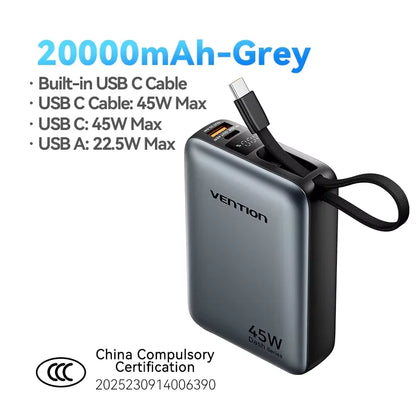 CCC 45W 20000Mah Power Bank Fast Charging Portable Charger for Xiaomi Iphone Pro Max Samsung Galaxy Battery 3C Powerbank