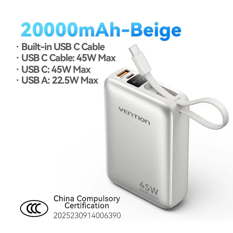 CCC 45W 20000Mah Power Bank Fast Charging Portable Charger for Xiaomi Iphone Pro Max Samsung Galaxy Battery 3C Powerbank