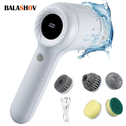 USB Electric Rotary Scrubber Cleaning Brush,With 5 Brush Head Electric Cleaning Brush,For ,Kitchen,Bathtub Tile Scrubber